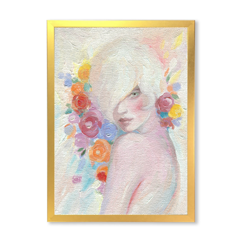 Portrait d'un mannequin élégant - œuvre d'art sur toile Glam, H 20 po x l 12 po x P 1 po, Encadrement doré