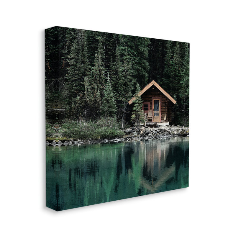 «Woodland Cabin Reflection On Canvas» par Kim Allen, reproduction, H 24 po x l 24 po x P 1,5 po