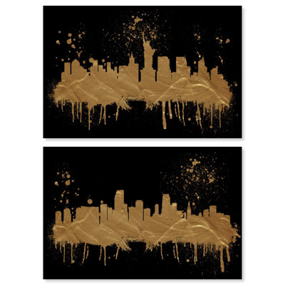 Décoration murale abstraite sur toile "Glamour City Lights" par Art Remedy
