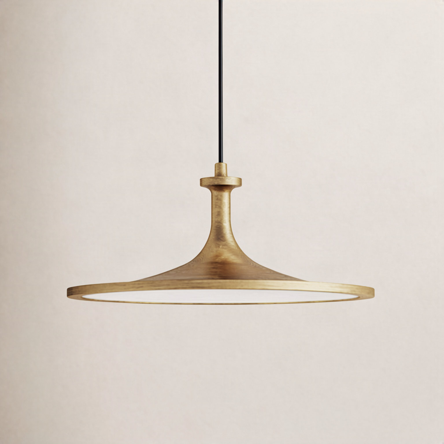 Daveney Single Light Dimmable LED Pendant, 5.25" H x 12" W x 12" D, Brushed Gold