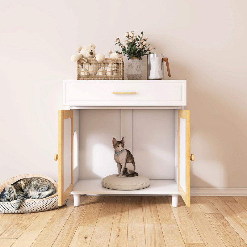 Armoire de rangement avec porte à griffer en sisal