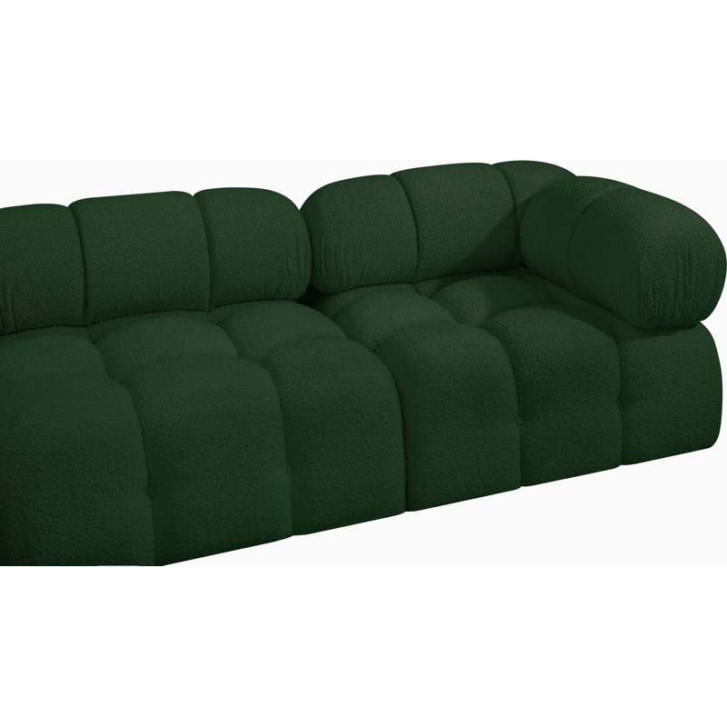Ames Upholstered Sofa, Green Boucle Fabric, 5 Armless, 2 Corner
