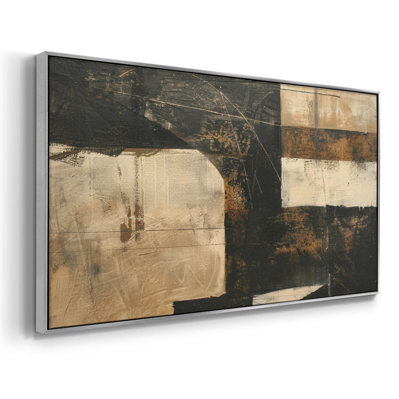 Abstrait, série CCXLVI, toile tendue avec châssis, prête à être accrochée, H 25 po x l 49 po, Argent argent