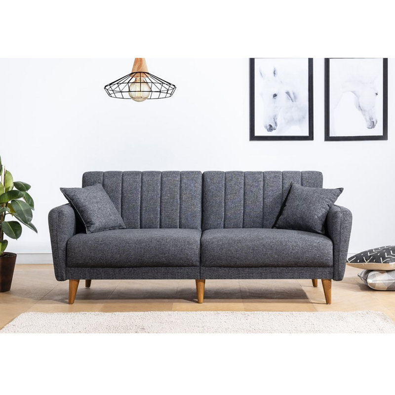 Modern 3-Seat Sofa Bed, Dark Grey Linen Upholstery, 80.7 x 33.5 x 33.5 inches | Hornbeam Wood & Metal Frame, 28 DNS Foam for Comfort | Scandinavian Design, Perfect for Living Room & Guest Rooms, Versatile & Stylish