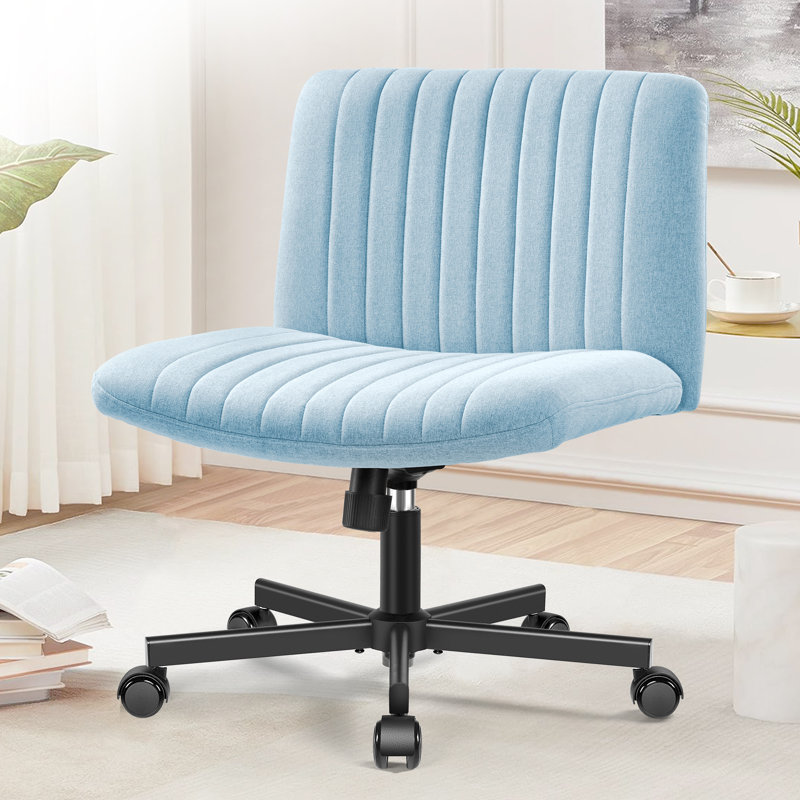 Wheeled Wide Seat Leisure Office Chair, Light Blue