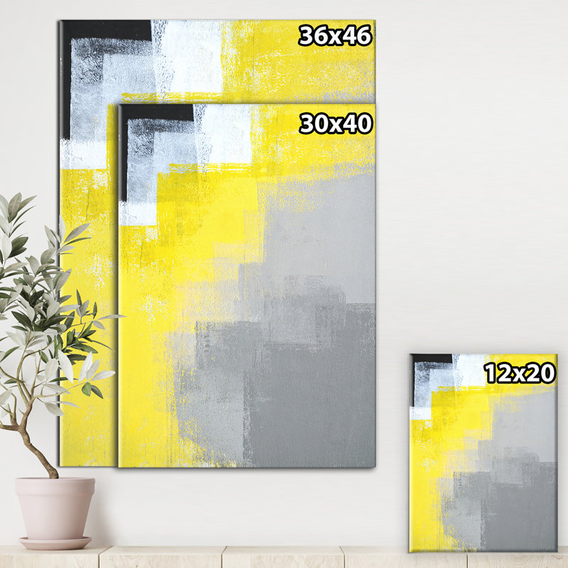 Gris et jaune/bleu/jaune/abstrait/reproduction d’art sur toile, H 36 po x l 24 po x P 1 po, Toile tendue