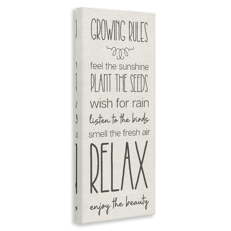 Serene Gardening Rules, toile par Lil 'Rue, H 24 po x l 10 po
