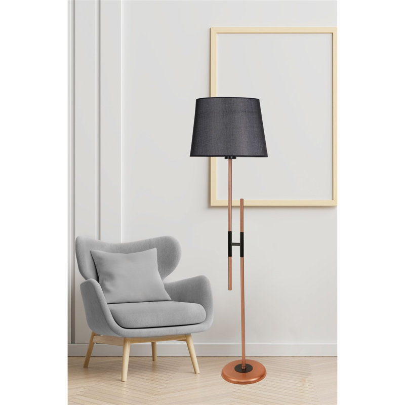 Lampe sur pied 65 po Razo, Noir, Or rose