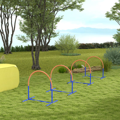 4 PCS Dog Agility Training Equipment with Carrying Bag, Blue