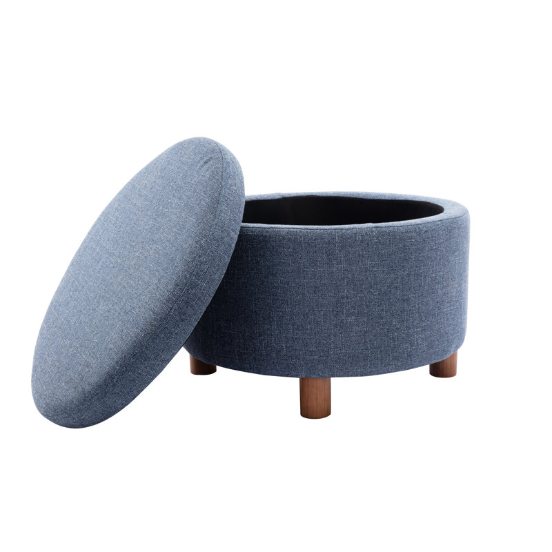 Repose-pieds rond de 24 po avec rangement, Polyester bleu