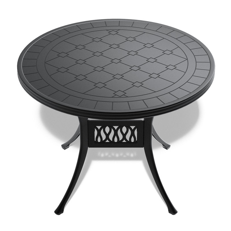 Table de salle à manger de 39,37 pouces en fonte d'aluminium avec cadre et texture sculptée sur le plateau de table