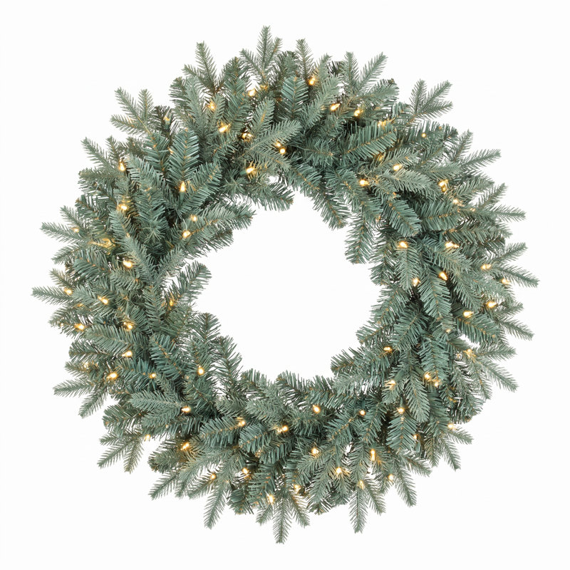 Couronne d'épinette bleue 30 po pré-éclairée