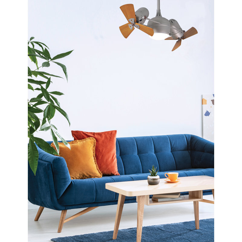 Ventilateur de plafond double DEL à 41 pales de 41 po avec télécommande et ensemble d'éclairage inclus Dagny, Nickel brossé