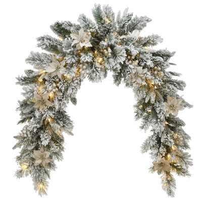 6 ft. Frosted Colonial Fir Swag with Battery Operated LED Lights