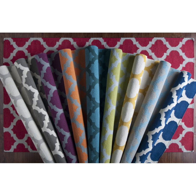 Tapis rouge en laine tissé à la main et à plat Kramer, 3 pi 6 po x 5 pi 6 po