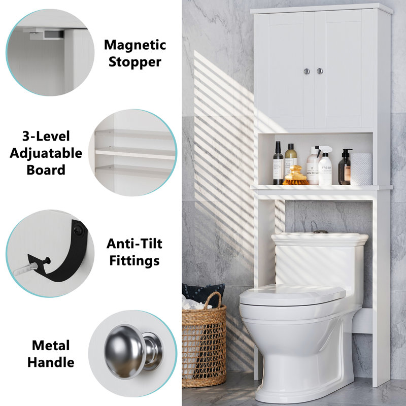 Behren 65.4'' H x 23.6'' W x 9.1'' D Freestanding over-the-Toilet Storage, White