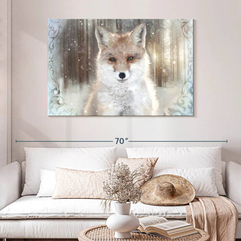 Renard d'hiver enchanté, H 32 po x l 48 po