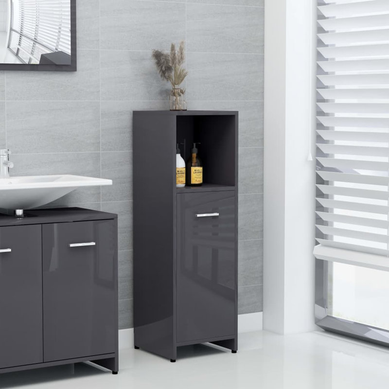 Bathroom Cabinet Bath Linen Cabinet Bathroom Vanity Engineered Wood, Black