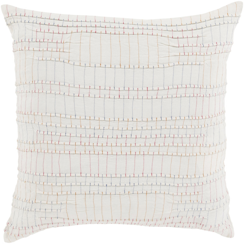Keaton Striped Linen Pillow Cover, Red\Blue, 20" H x 20" W x 0.25" D