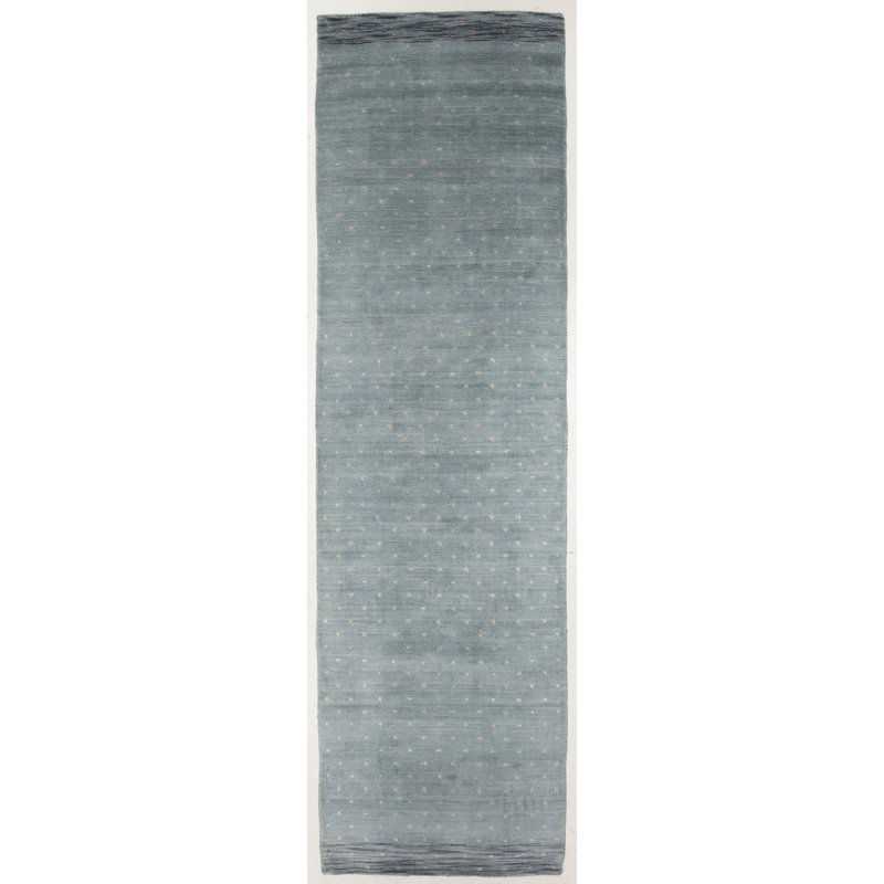 Tapis bleu / blanc tissé à la main Fairburn, Tapis de couloir beige