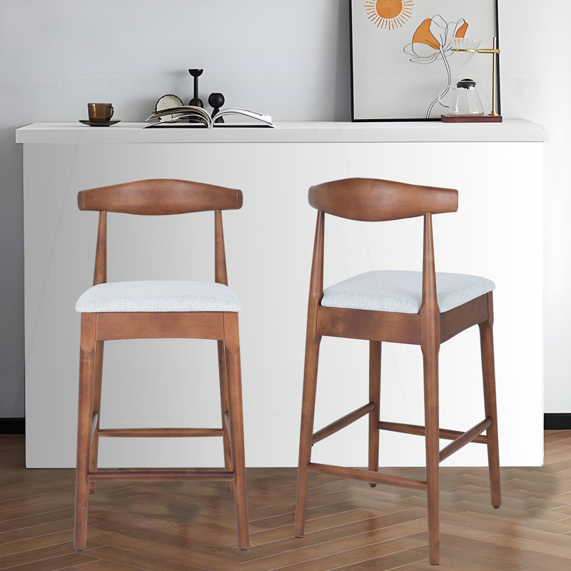 Tabourets de style Mid-Century moderne avec des pieds en bois robustes et des sièges confortables pour diverses pièces, Noyer