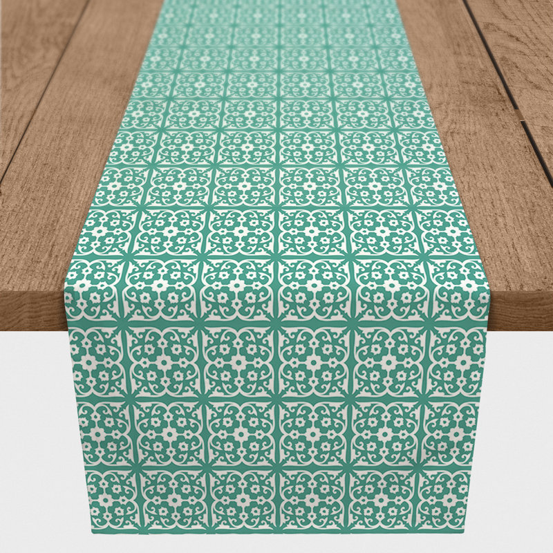 Calvon Rectangle Polyester Table Runner, 72" x 16", Teal