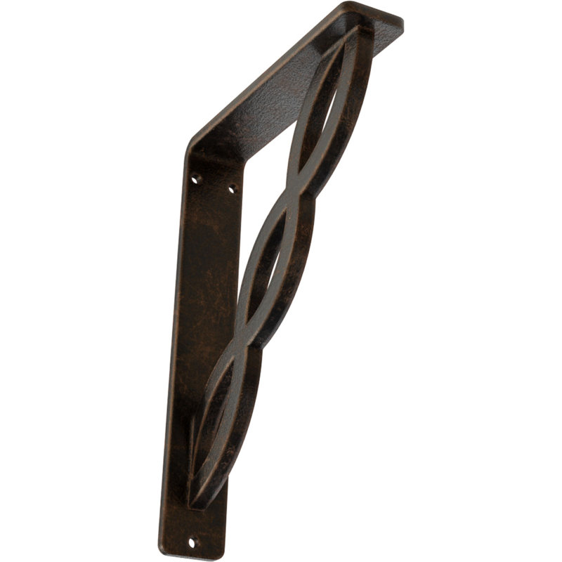 Support en fer forgé, Bronze vieilli, H 8 po x l 1,5 po x P 5,5 po