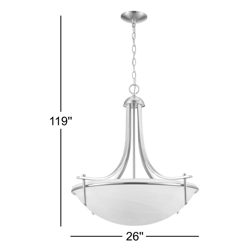 Luminaire suspendu simple à 3 lumières Baronne, Nickel brossé