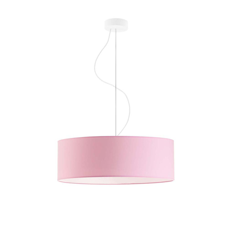 Aubryelle 3 - Light Drum Pendant, Light Pink, 120cm H x 50cm W x 50cm D, White