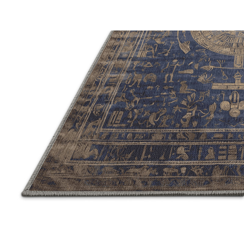 Tapis gris lavable à la machine, Rond 4 pi