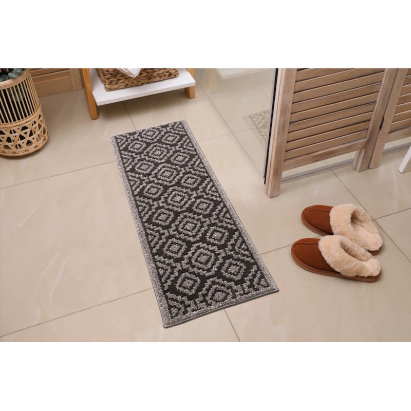 Manarel Floral Bath Rug Set, 15.5"W x 48"L / 15.5"W x 24"L