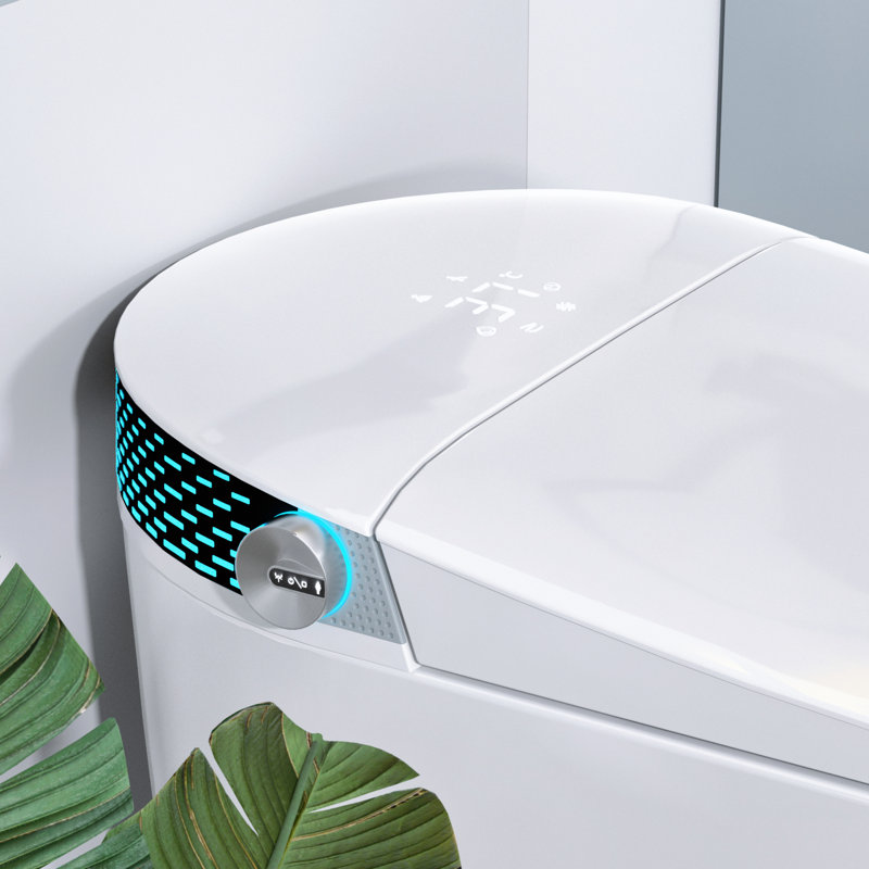 Bidet Toilet, Foot Kick Lid Control, Heated Seat, Instant Warm Water, Led Display, Remote Operation, Chair Height, 12" Rough - In Kick, Auto Open/Close Lid, Air Drying, Comfort Power Outage Flush