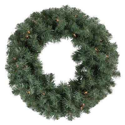 Pre-Lit Colorado Blue Spruce Artificial Christmas Wreath  24-Inch  Clear Lights