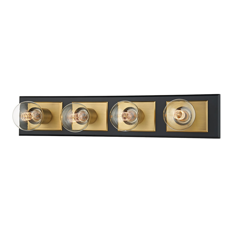 Runyan 3 - Light Dimmable Vanity Light, Patina Brass/Soft Black, 4 Lights