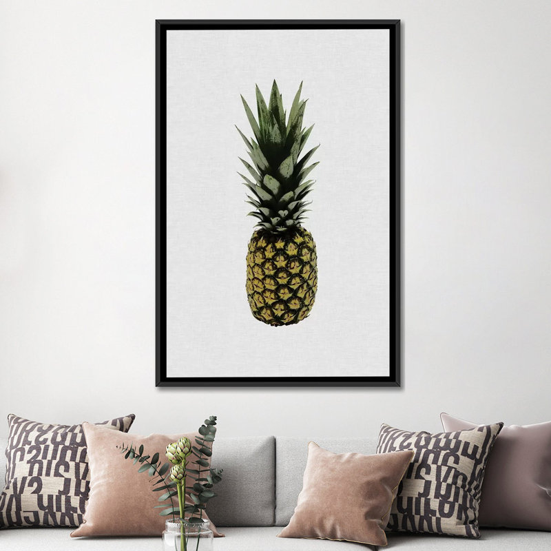 Ananas I - Impression sur toile, H 26 po x l 18 po x P 1,5 po, Toile encadrée noire, Pas de tapis