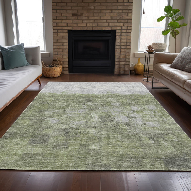 Tapis intérieur / extérieur lavable à la machine Xhevrie, Rectangle 10 pi x 14 pi