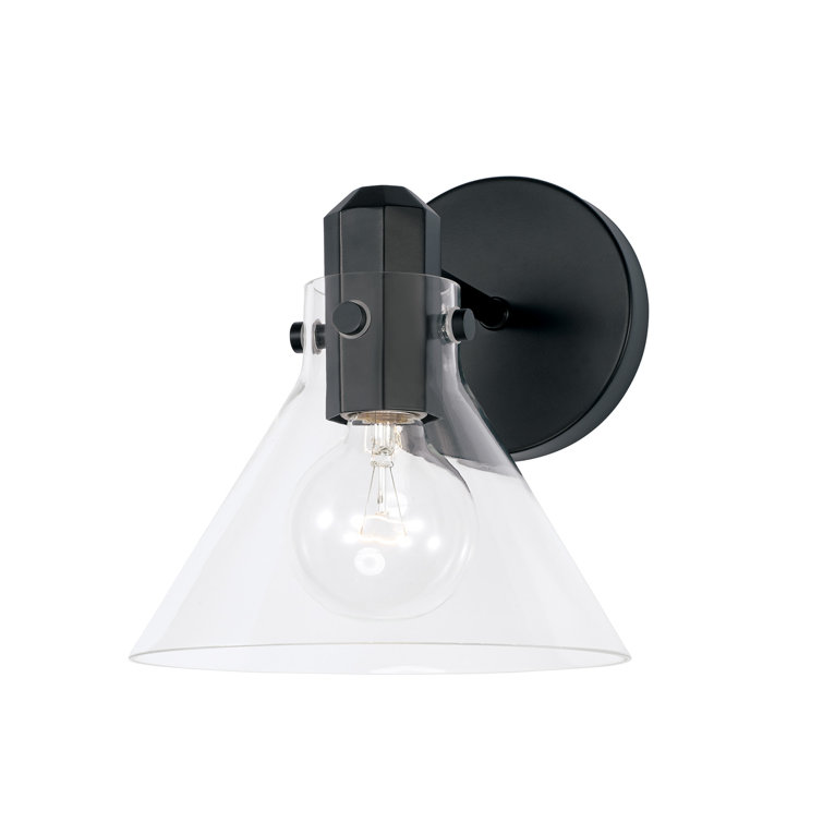 Single Light Glass Steel Dimmable Armed Sconce