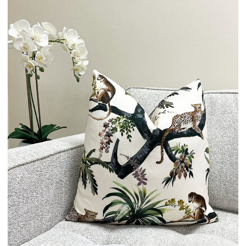 Housse de coussin Jungle, H 20 po x l 20 po, Crème, crème
