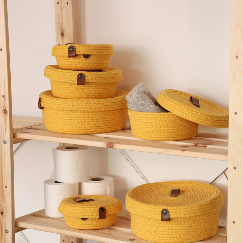 Longshore Tides Cotton Decorative Basket, Yellow
