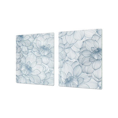 Housse de surface de cuisson - Fleurs bleues | Housse de cuisinière à gaz et électrique