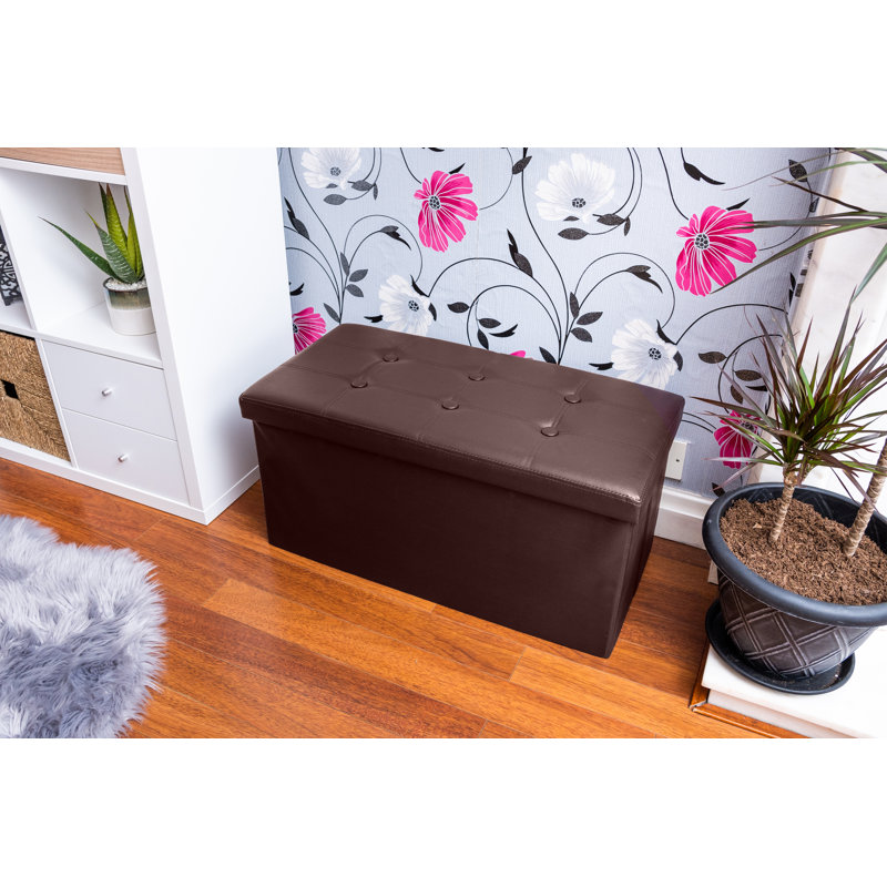 76cm Wide Standard Ottoman, Faux Leather, Brown