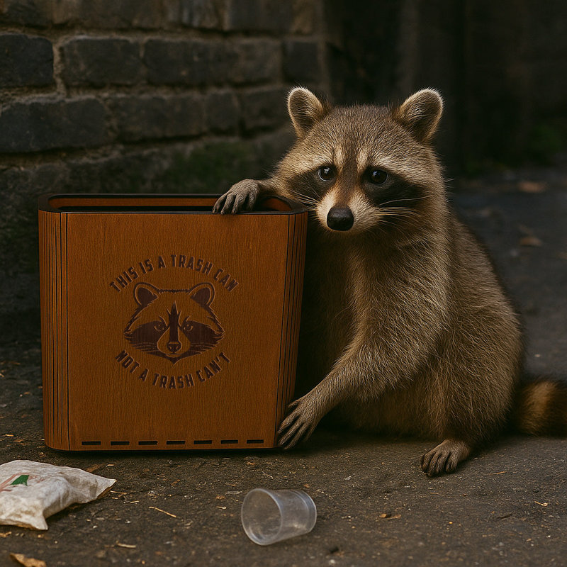 Slim Trash Can - "It's a Trash Can, Not a Trash Can't" - Wooden Garbage Bin