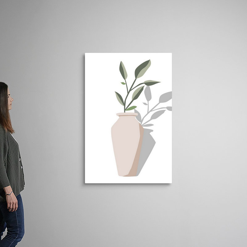 Vase et tige IV, art mural, Toile tendue, H 48 po x l 32 po