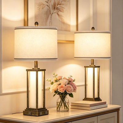 Ensemble de lampes de table USB de 27 po de haut avec veilleuse, ampoule incluse
