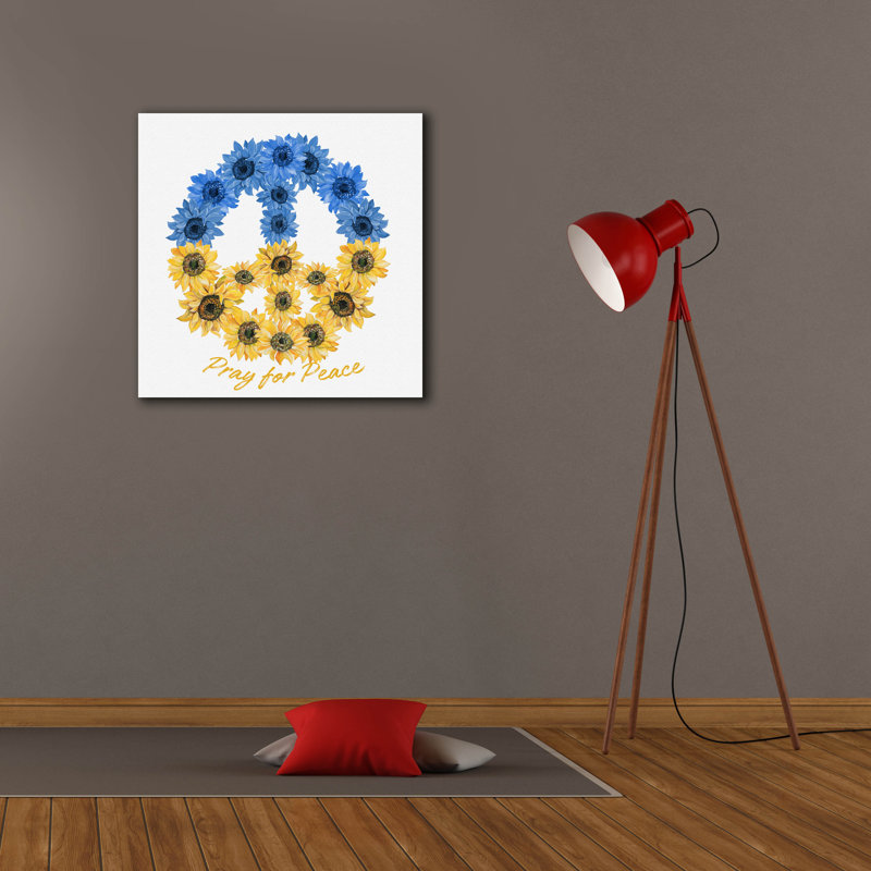 «Pray For Peace» par Jean Plout, art mural sur toile, H 26 po x l 26 po x P 1,5 po