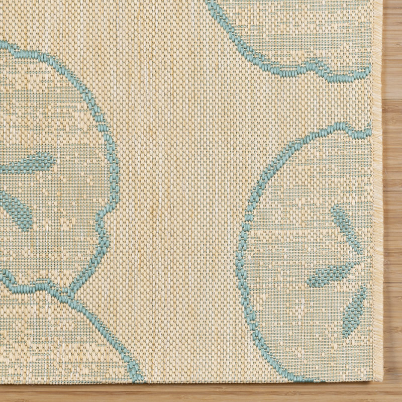 Tapis intérieur / extérieur bleu / sable tissé à plat Disney Mickey Mouse, Rectangle 8 pi 9 po x 13 pi 1 po
