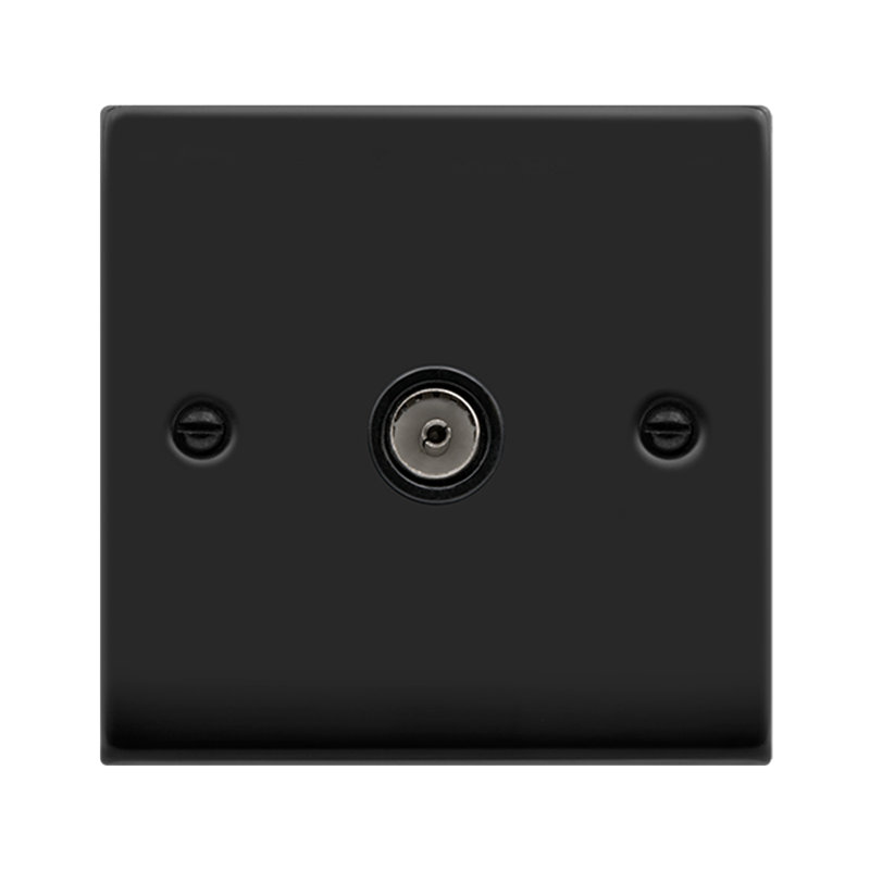 Matt Black 1 Gang Single Coaxial TV Socket