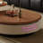 Brown Solid Wood Round Coffee Table Sets-673932636