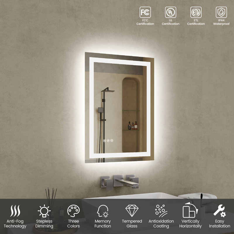 Miroir de salle de bain Led, 28 po x 20 po