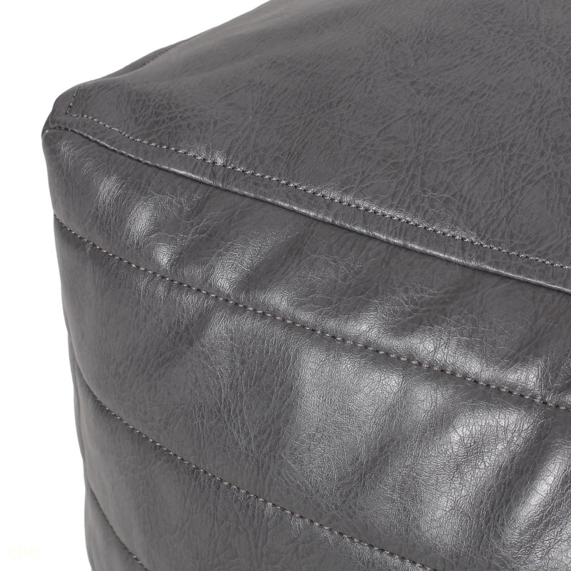 Repose-pieds rectangulaire en similicuir Bambo, gris, Gris